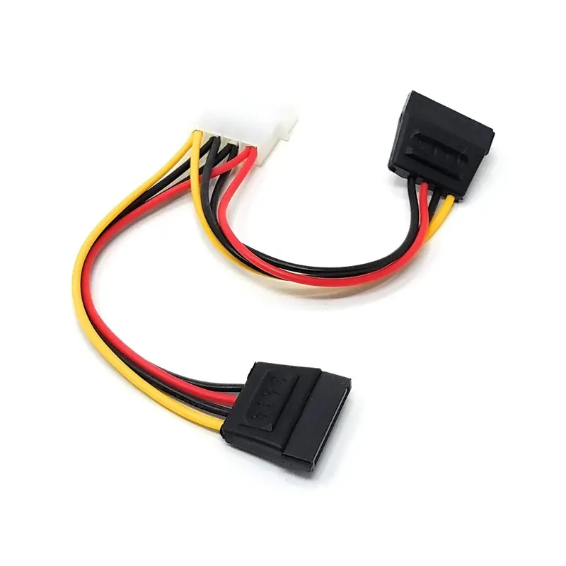 كابل تفريع طاقة SATA على شكل Y من Molex رباعي إلى مقبسين SATA
