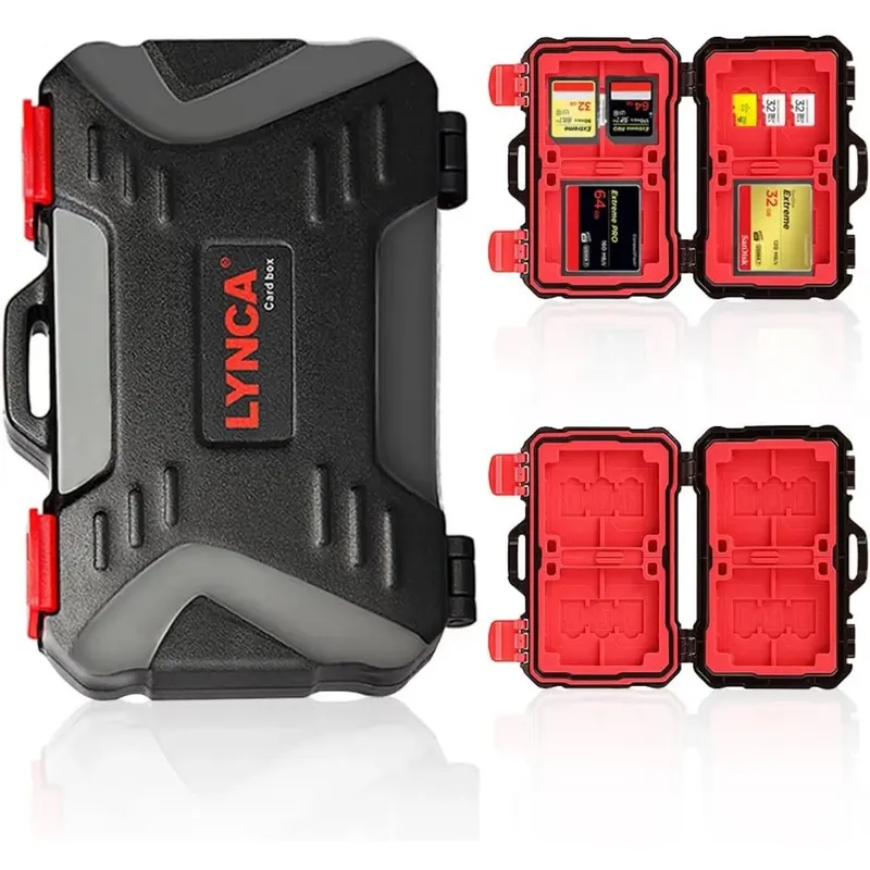 LYNCA KH10 Water-Resistant Memory Card Hard Case, 4 CF / 8 SD / 12 Micro SD