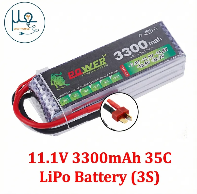 11.1V 3300mAh 35C 3S LiPo Battery for RC, FPV and Robotics