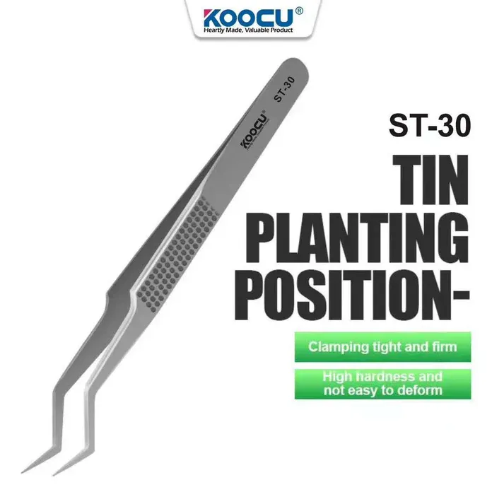 KOOCU ST-30 Non-Magnetic Curved Stainless Steel Tweezers