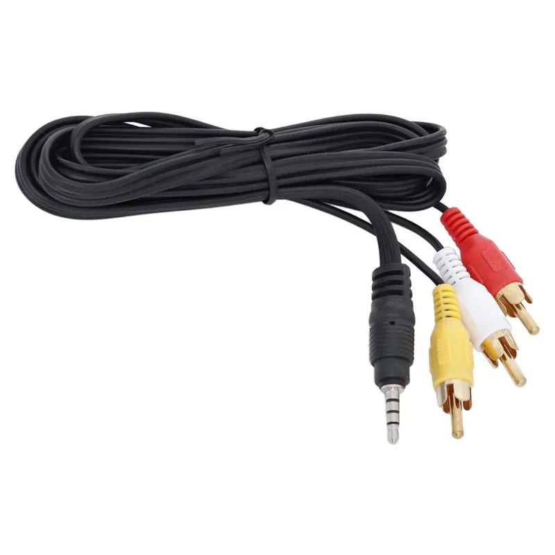 كابل AUX 3.5 مم ذكر إلى 3 RCA ذكر للصوت والفيديو بطول 1.5 متر