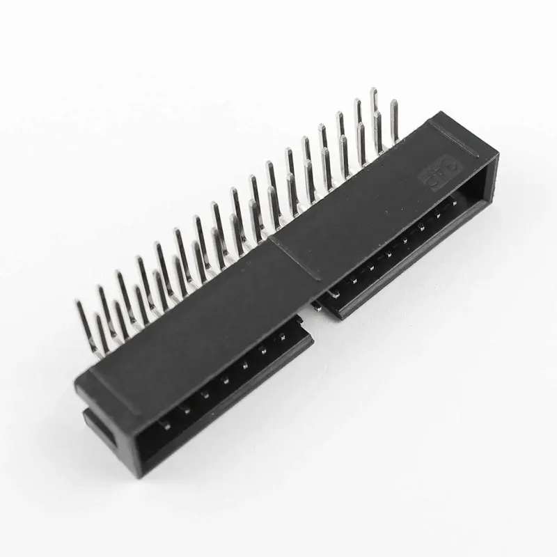 موصل IDC ذكر من نوع FC-34 بعدد 34 طرفاً وزاوية قائمة للوحات PCB بخطوة 2.54 مم وصفين