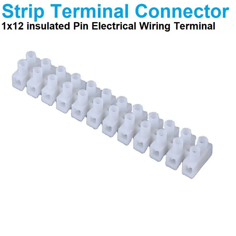 12-Pin Screw Terminal Block Strip Connector, Nylon