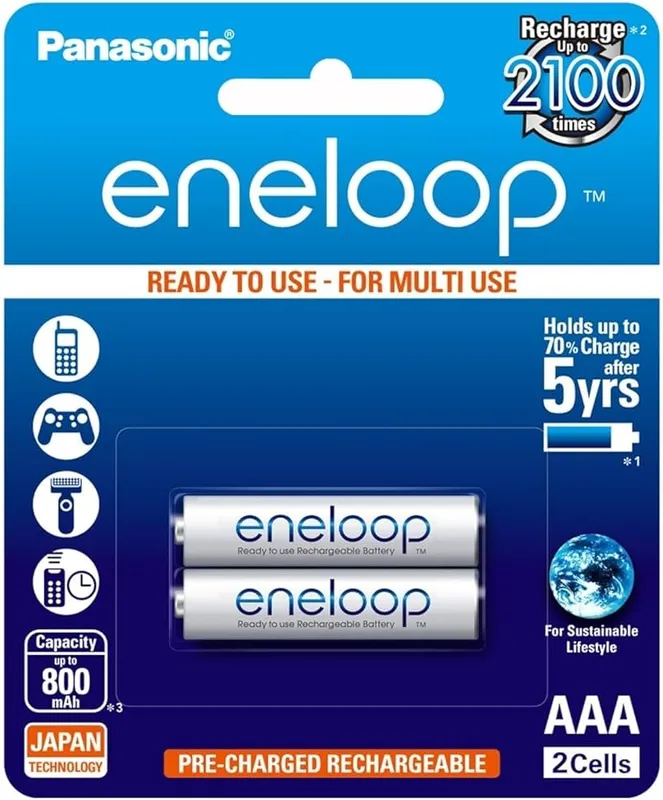 Panasonic eneloop AAA Rechargeable NiMH Battery, Pack of 2