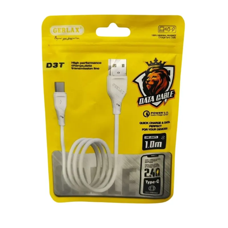 كابل GERLAX من USB-A إلى USB-C طول 1 متر تيار 2.4 أمبير