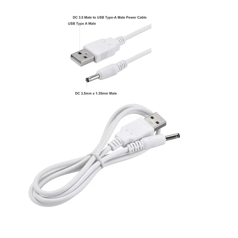 USB Male to DC 3.5x1.35mm Power Cable 5V 0.9m White