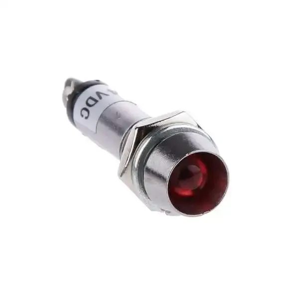 Red Metal LED Indicator 24V, Panel Mount