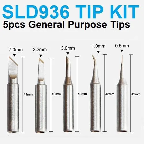 900M-T Soldering Iron Replacement Tip Kit, 5 Pieces