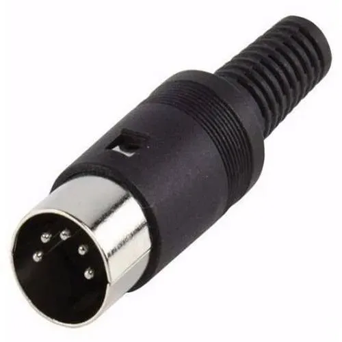DIN Plug Wire Solder Male Connector 5-Pin 180°