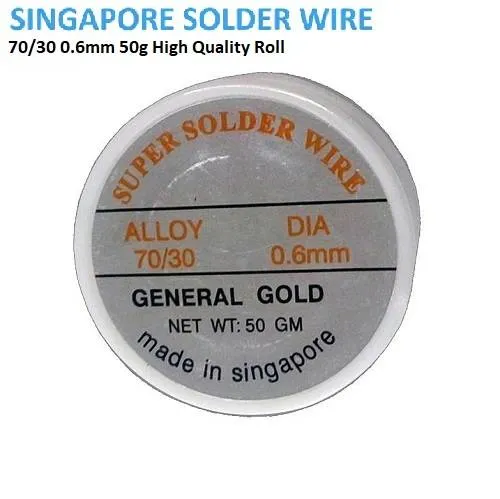 Tin-Lead Solder Wire 70/30 with 2.5% Flux, 0.6 mm, 50 g