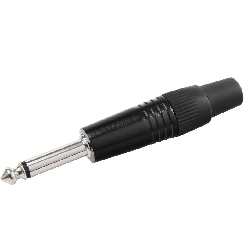 6.35mm Mono Jack Male 2-Pole Audio Connector (Black)