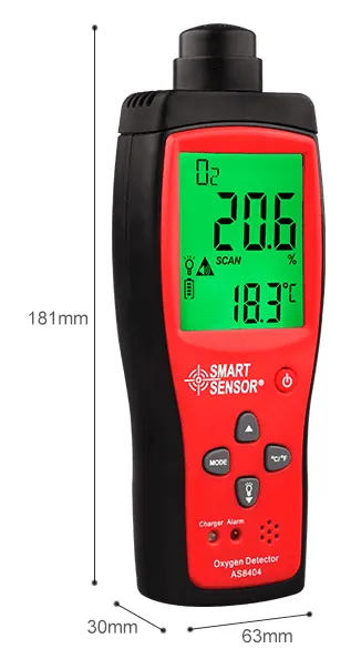 Handheld Oxygen (O2) Concentration Meter 0-25% Electrochemical