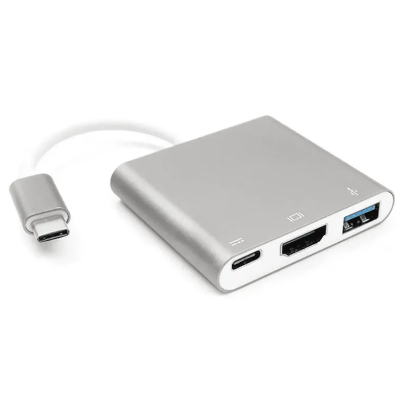 محول متعدد المنافذ من USB Type-C إلى HDMI مع USB-C 3.0 وUSB-A