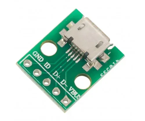 لوحة توصيل Micro USB نوع B أنثى ذات 5 أطراف للحام على PCB، 16 × 14.5 ملم