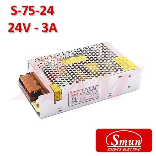 Smun S-75-24 Industrial SMPS Output +24V/3.2A (220Vac Input)