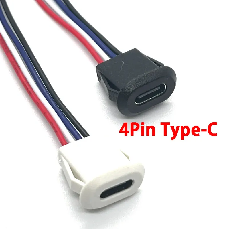 Waterproof USB Type-C Female 4-Pin Socket with 10cm Wire