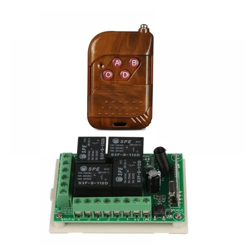 433MHz RF Remote Control Switch 4-Channel Relay Module DC 12V
