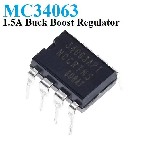 دائرة منظم DC-DC من نوع MC34063 للخفض والرفع والعكس بغلاف DIP-8