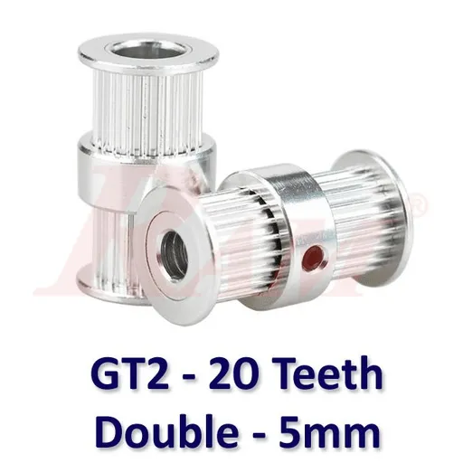 GT2 Double Head 20 Teeth 5mm Bore Aluminum Timing Pulley