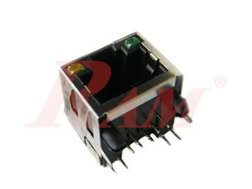 RJ45 8-Pin Network Connector with LED On PCB