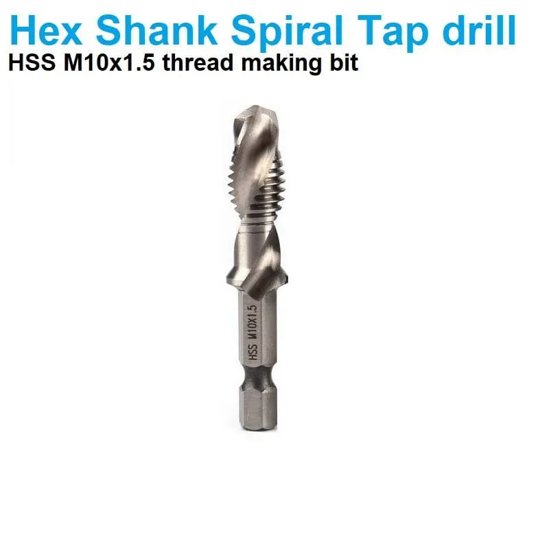صنبور ربط لولبي HSS بمقبض سداسي 1/4 بوصة ومقاس M10x1.5