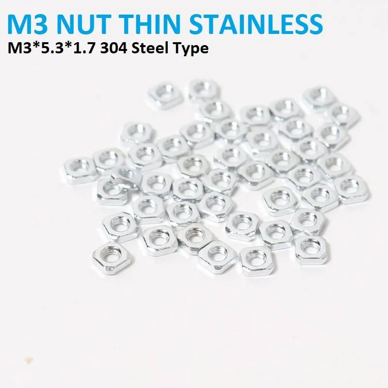 M3 Thin Stainless Steel 304 Nut, M3x5.3x1.7 mm