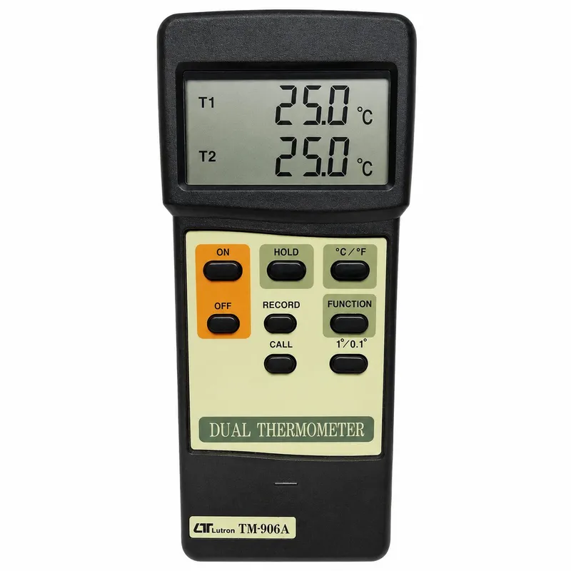 مقياس حرارة مزدوج القناة TM-906A لمجسات Type-K مع منفذ RS-232