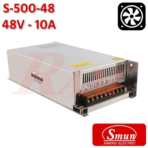 Smun Industrial SMPS 48Vdc 10.5A with Cooling Fan (S-500-48)