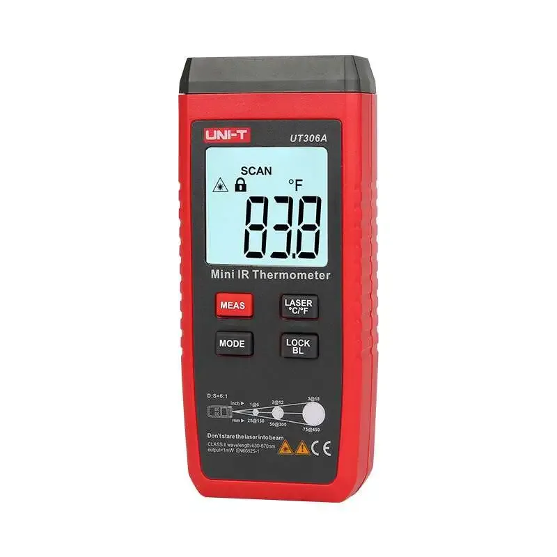 مقياس حرارة بالأشعة تحت الحمراء UNI-T موديل UT306A بنطاق -35 إلى 300 درجة مئوية