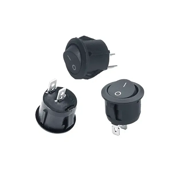 Round Rocker Switch ON/OFF 2-Pin Red Lamp Ø23mm