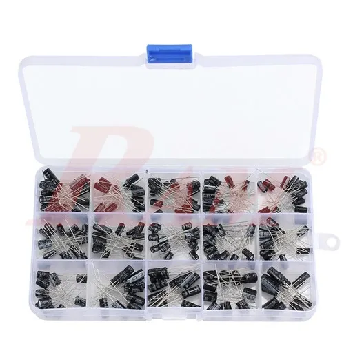 200pcs Electrolytic Capacitor Kit 0.1uF-220uF, 15 Values
