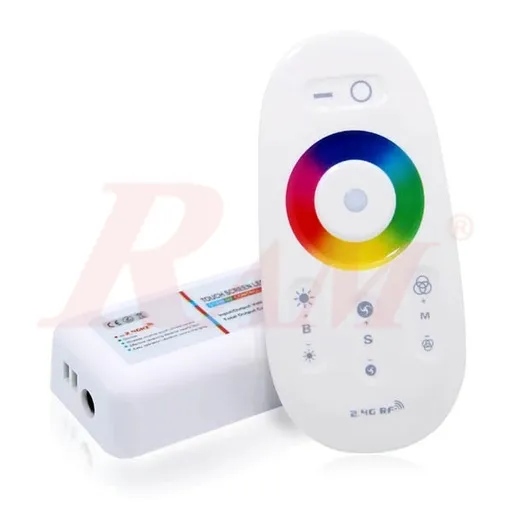 متحكم إضاءة RGB بلوحة لمس وتحكم لاسلكي 2.4G يعمل بجهد 12 إلى 24 فولت تيار مستمر