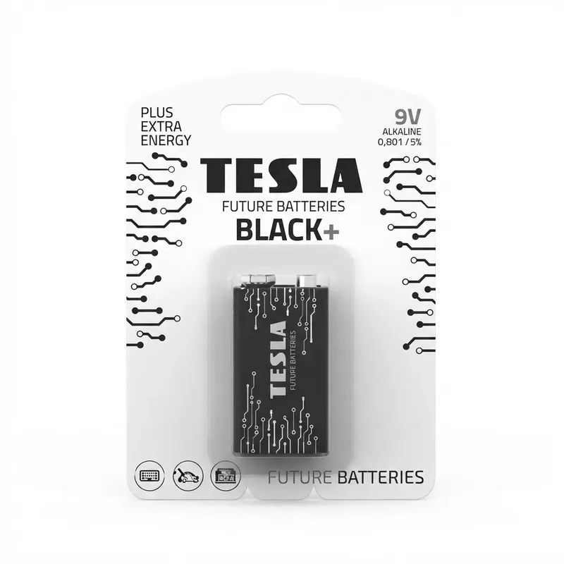 TESLA Black+ Plus Extra Energy 9V Alkaline Battery (6LR61)