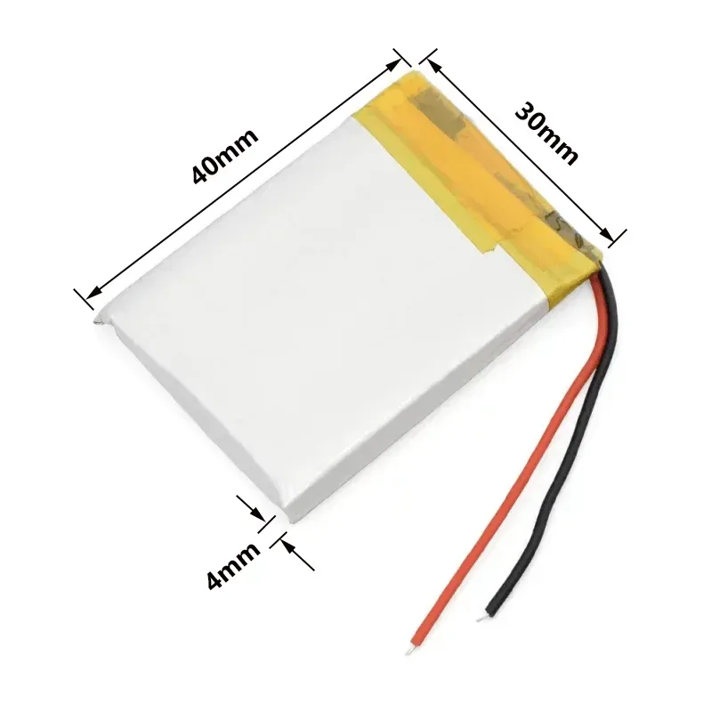 Li-Po Battery 3.7V 600mAh 40x30x4mm 2-Wire Leads (403040)