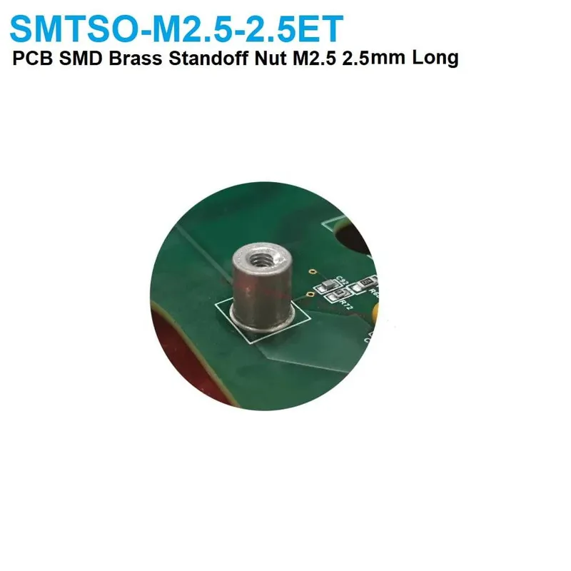 فراغ تثبيت SMD بفتحة داخلية M2.5 وطول 2.5 مم مطلي بالنيكل