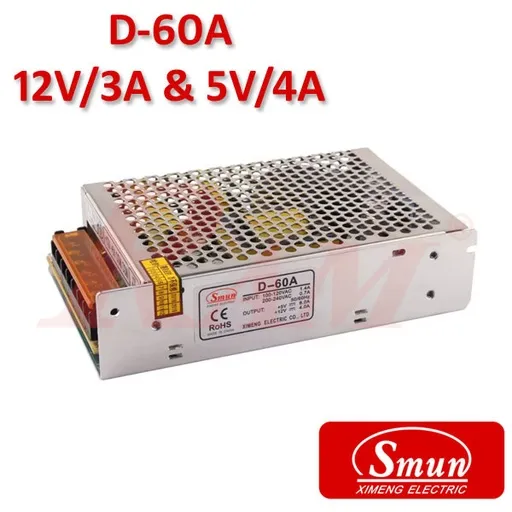 Smun D-60A Industrial SMPS Dual Output +12V/3A & +5V/4A