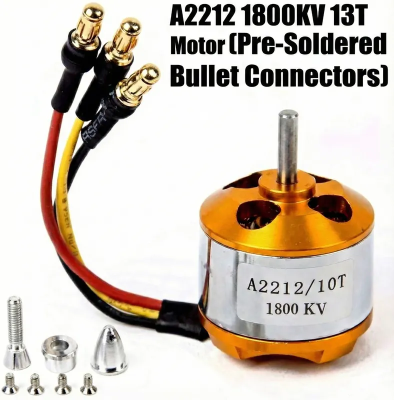 محرك براشلس A2212 بسرعة 1800KV و13 لفة مع كونكتورات رصاصية