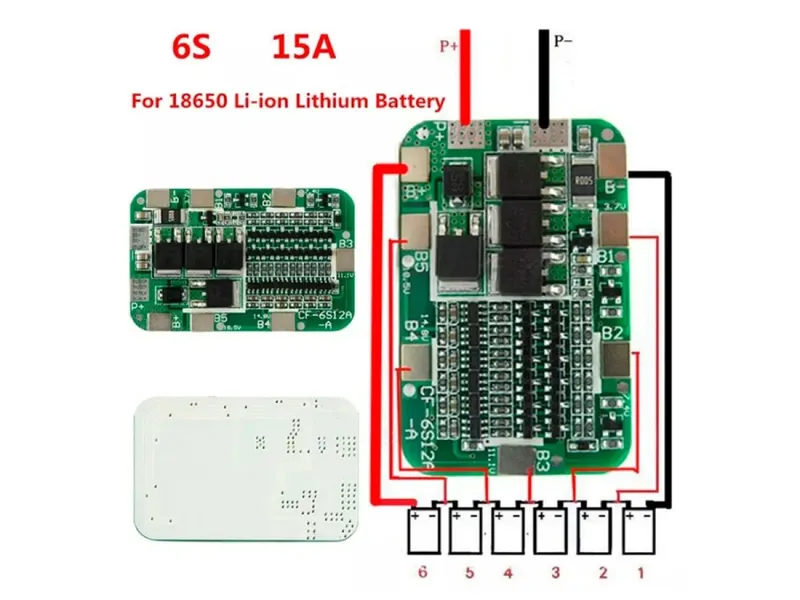 وحدة حماية بطارية الليثيوم BMS 6S، 24 فولت، 12 أمبير، مع موازنة