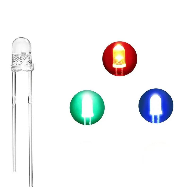 Super Bright Round Transparent LED 3mm 2-Pin