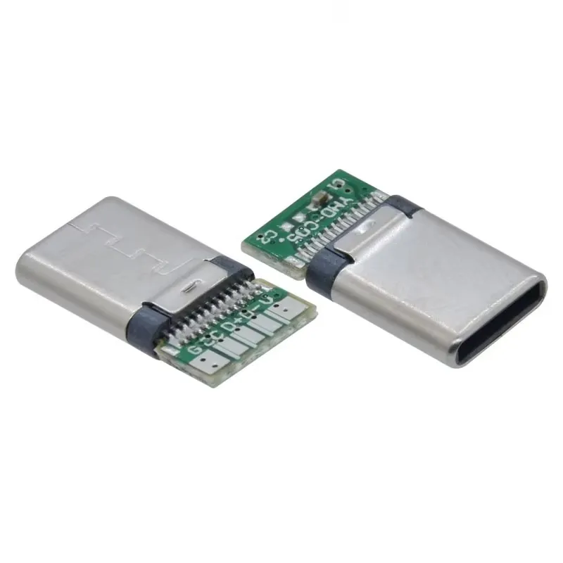 محول لحام USB Type-C ذكر لشحن PD بتيار 5A، 5 أطراف مع مكثف