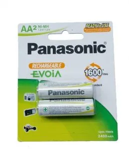 بطاريتان Panasonic AA قابلتان لإعادة الشحن 2400 mAh