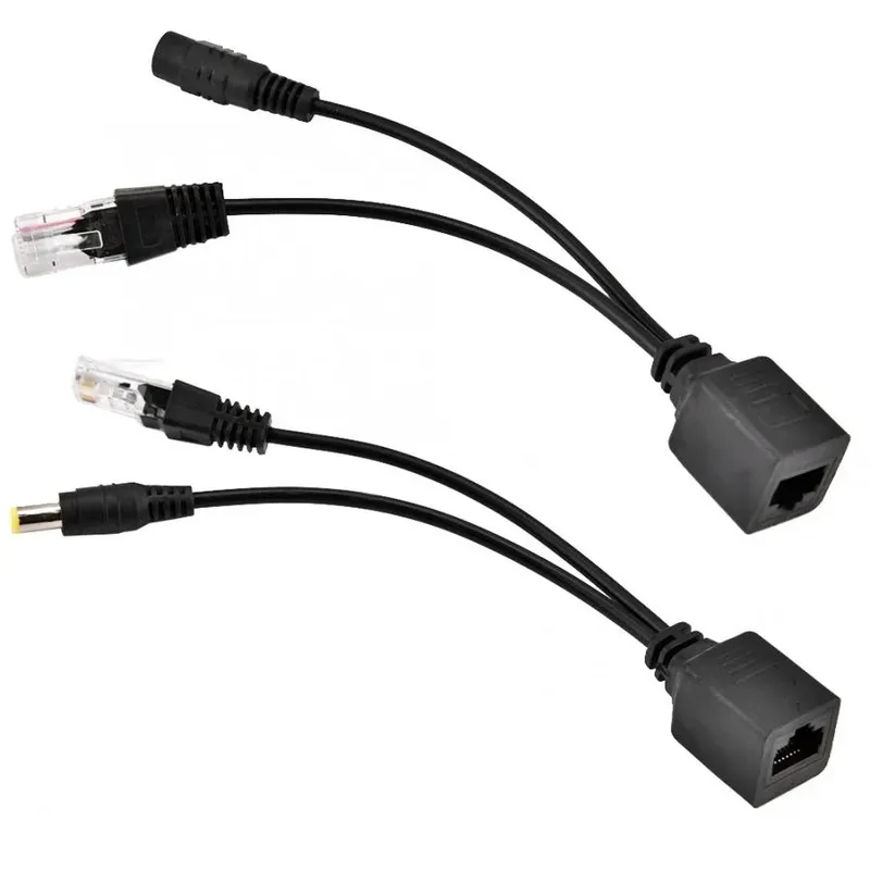 Passive PoE Cable, RJ45 to 5.5 x 2.1 mm Male DC Plug