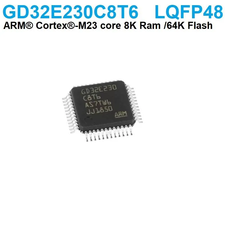 متحكم دقيق GD32E230C8T6 بمعالج ARM Cortex-M23 بتصميم 32 بت