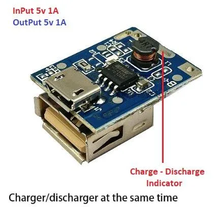 18650 Single-Cell Charge Module with 5V 1A Boost Output 134N3P