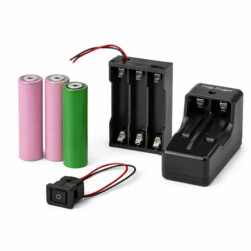 18650 Charging & Power Kit (3 Cells, Holder, Charger, Switch)