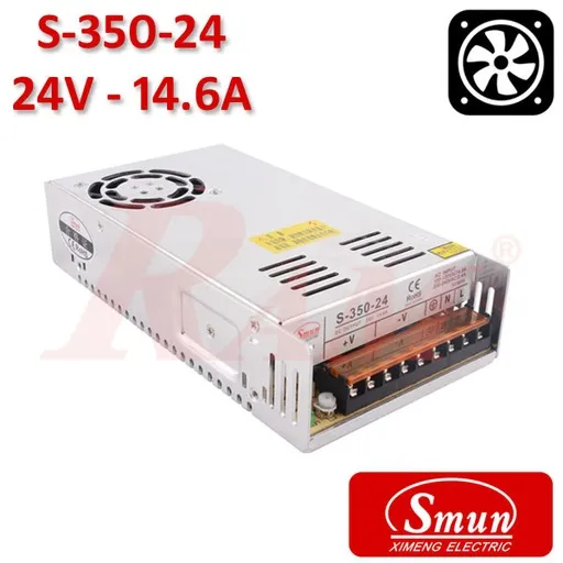Smun S-350-24 Industrial SMPS +24V/14.6A with Cooling Fan