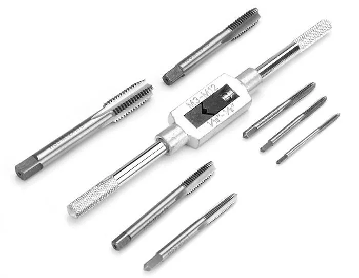 طقم مقبض قلاووظ من M3 إلى M12 مع أدوات قلاووظ مترية من HSS (طقم واحد)
