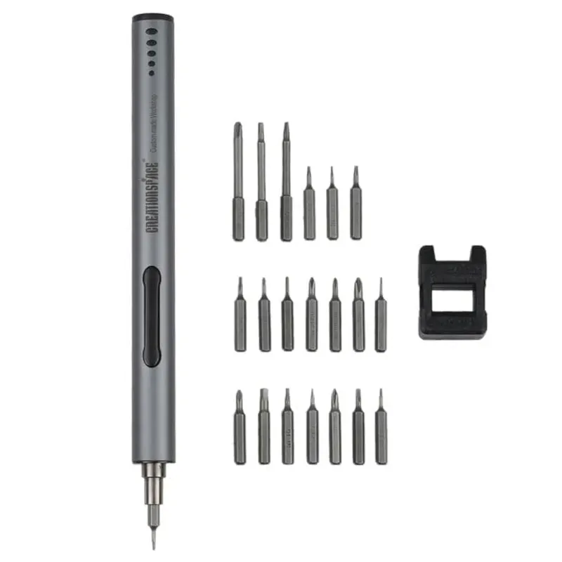 Rechargeable Cordless Electric Screwdriver with 20-Bit Set and LED