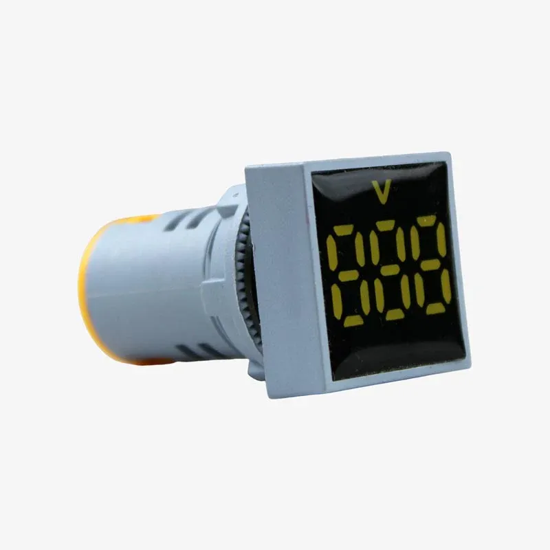 AD16-22FSV 22mm Square Panel AC Digital Voltmeter 60-500V, Yellow