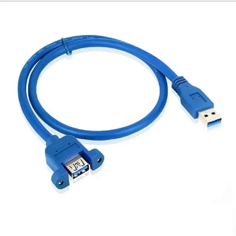 USB Type-A Extension Cable Female Panel Mount 60cm Blue